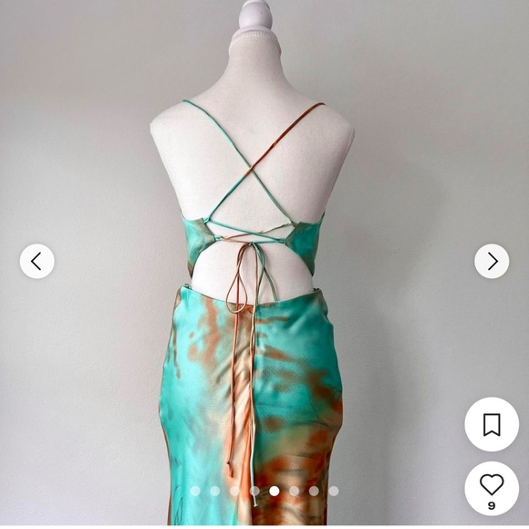 Vibrant Strapless Dress in Teal and Orange - Picture 2 of 3